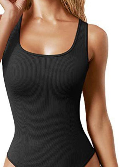 women's square collar sexy bodysuit