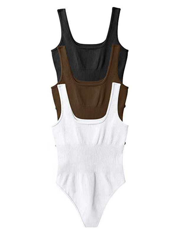 women's square collar sexy bodysuit